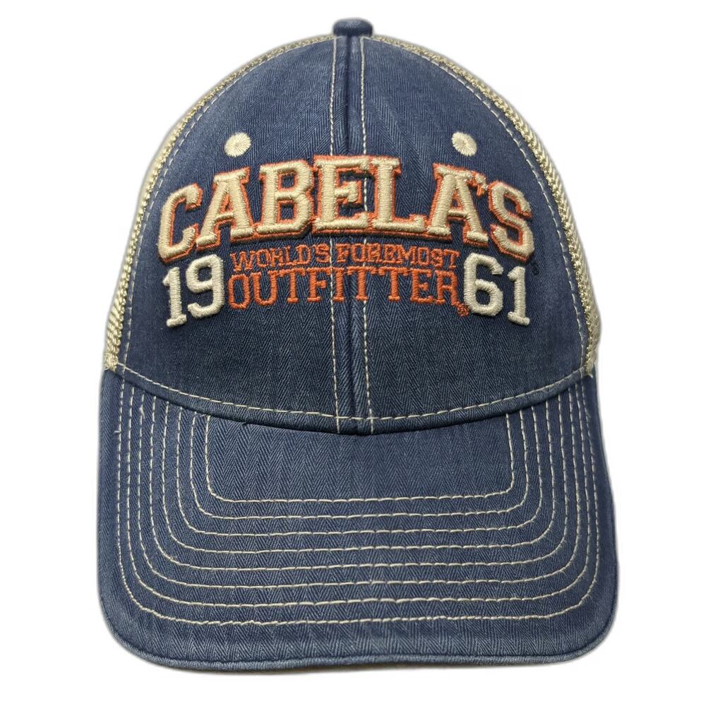 Cabela's Trucker Hat Blue One Size Snapback Embroidered Outfitter 1961 Mesh Back
